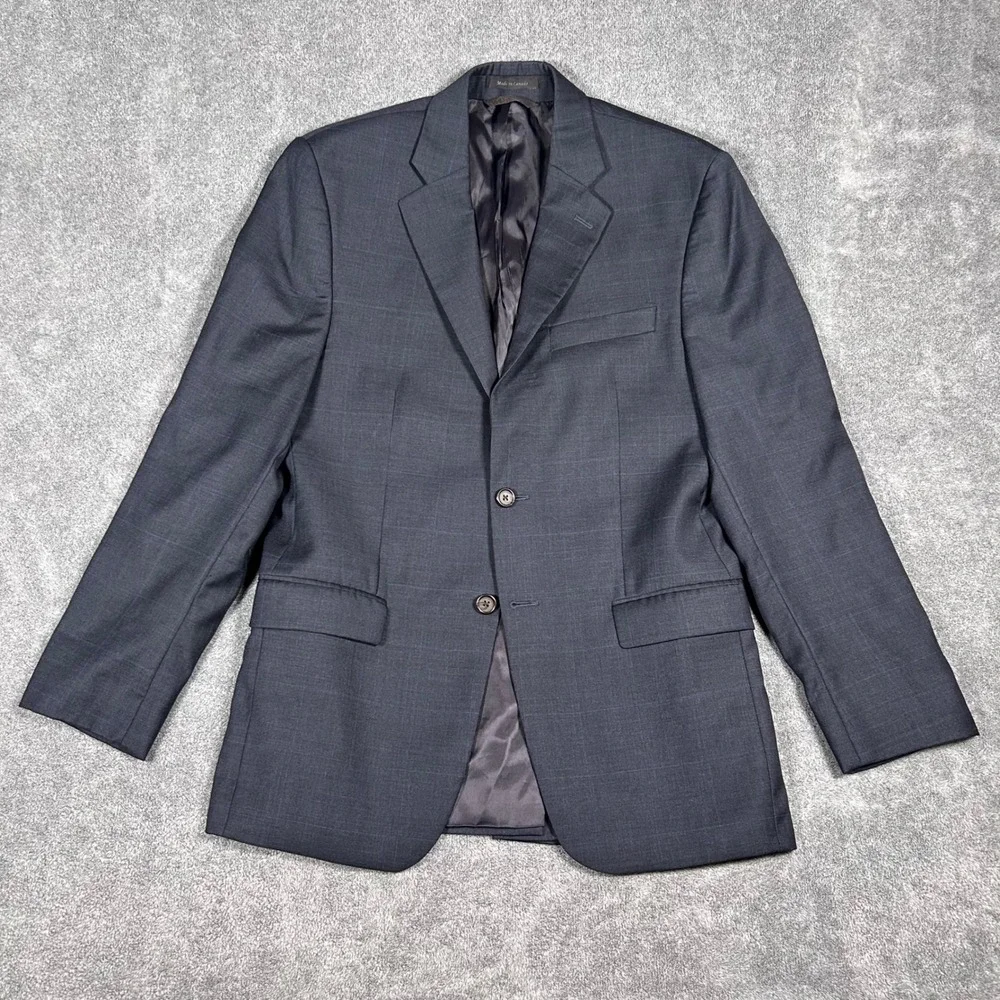 Lauren Ralph Lauren Blazer Windowpane Plaid  100% Wool Charcoal Gray Mens 42R